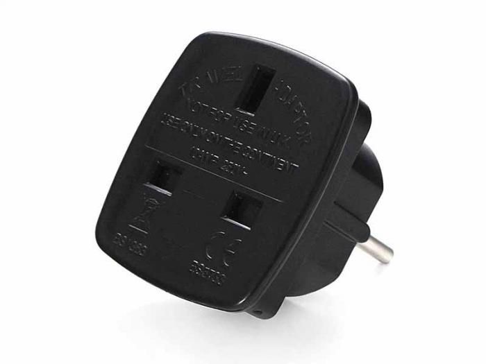 Переходник 220V (EU, UK) - 220V (RU), Gembird/Cablexpert A-AC-UKEU-001B, Black