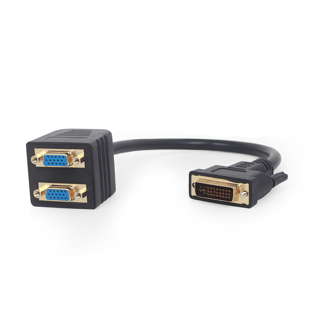 Переходник DVI-I (M) - 2xVGA (F) Gembird/Cablexpert A-DVI-2VGA-01, черный