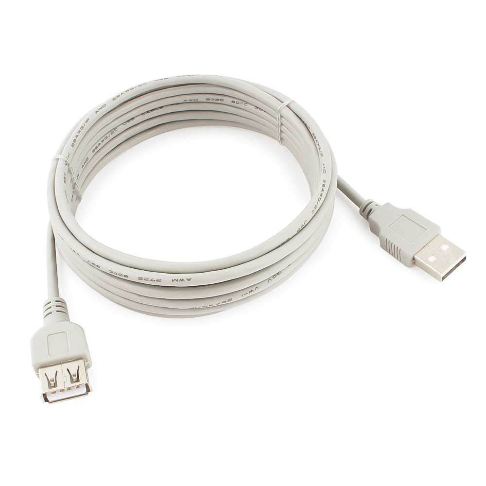 Кабель удлинитель USB2.0 (M) - USB2.0 (F), 3м, Gembird/Cablexpert CC-USB2-AMAF-10-N, белый