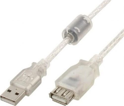 Кабель удлинитель USB2.0 (M) - USB2.0 (F), 2м, Gembird/Cablexpert CCF-USB2-AMAF-TR-2M, прозрачный