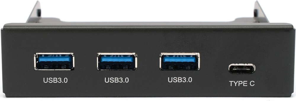 Планка USB на переднюю панель Gembird FP3.5-USB3-3A1C, 3.5", 3xUSB3.0, Type-C, черная