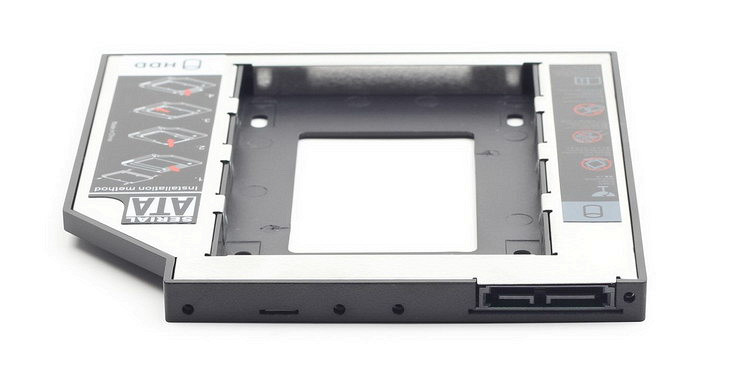 Шасси Gembird MF-95-01 Black для установки 2.5" SATA HDD/SSD в отсек привода ноутбука 9.5мм
