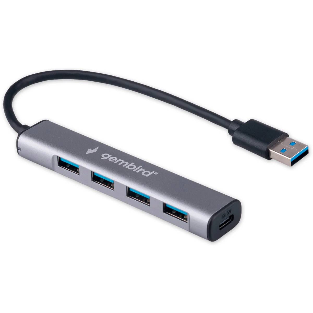 Разветвитель USB Type-С Gembird UHB-C484, серый
