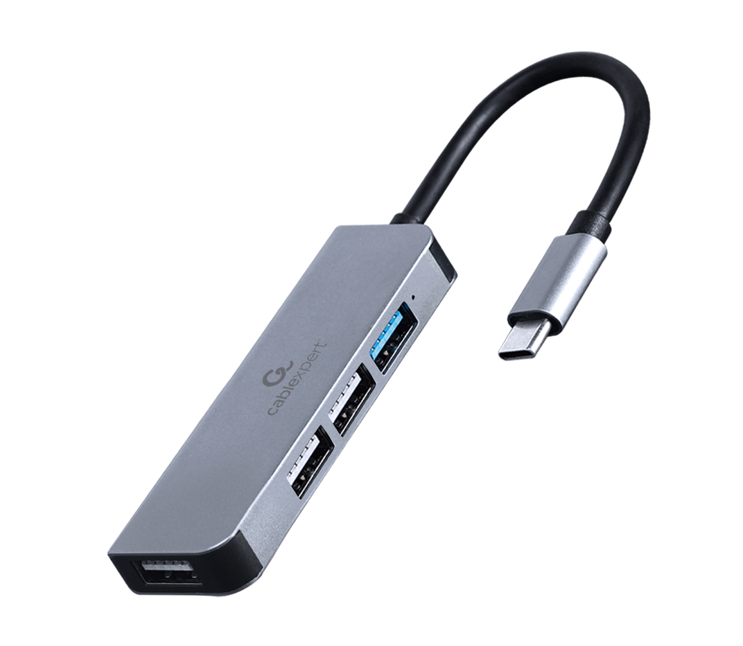 Разветвитель USB Type-С Gembird UHB-CM-U3P1U2P3-01, серый, USB3.0 + 3xUSB2.0