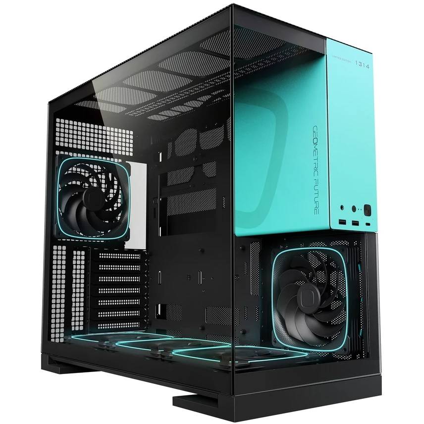 Корпус Geometric Future Model 5 Black Blue with fans (1AM5WKBB00110), 5x140mm ARGB fans, без БП, E-ATX