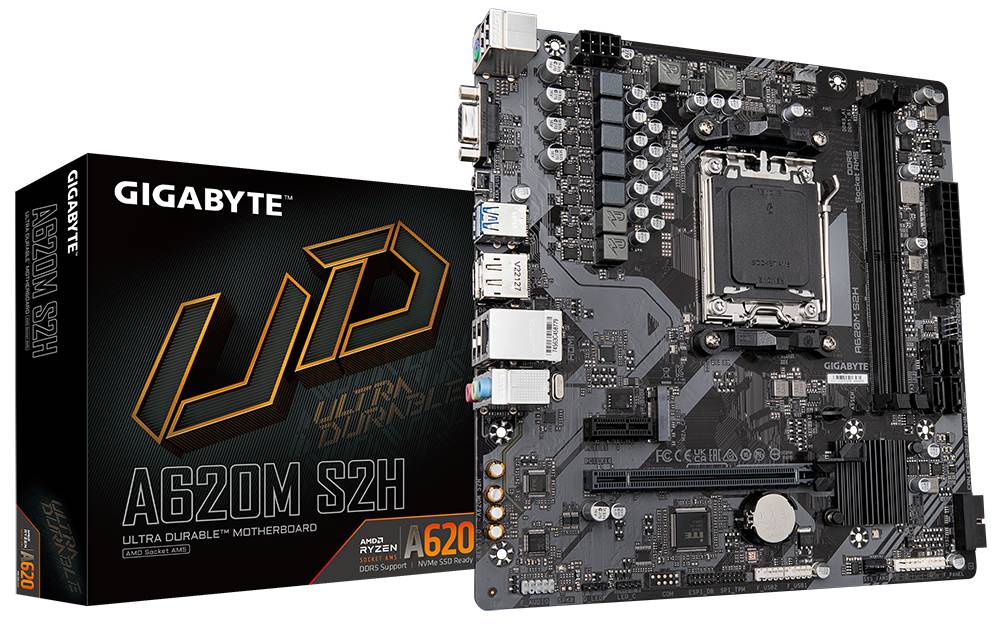 Материнская плата Gigabyte A620M S2H, AM5, (HDMI, DP), 2xDDR V, mATX