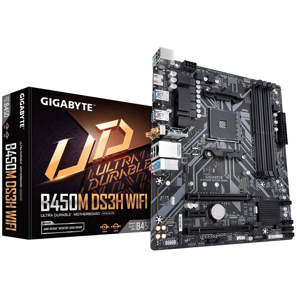 Материнская плата Gigabyte B450M DS3H WIFI, AM4, (HDMI), 4xDDR IV, mATX