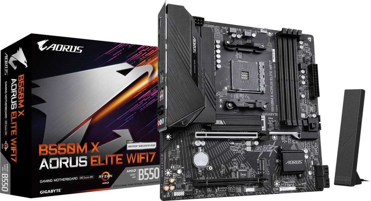 Материнская плата Gigabyte B550M X AORUS ELITE WIFI7, AM4, (DP, HDMI), 4xDDR IV, mATX