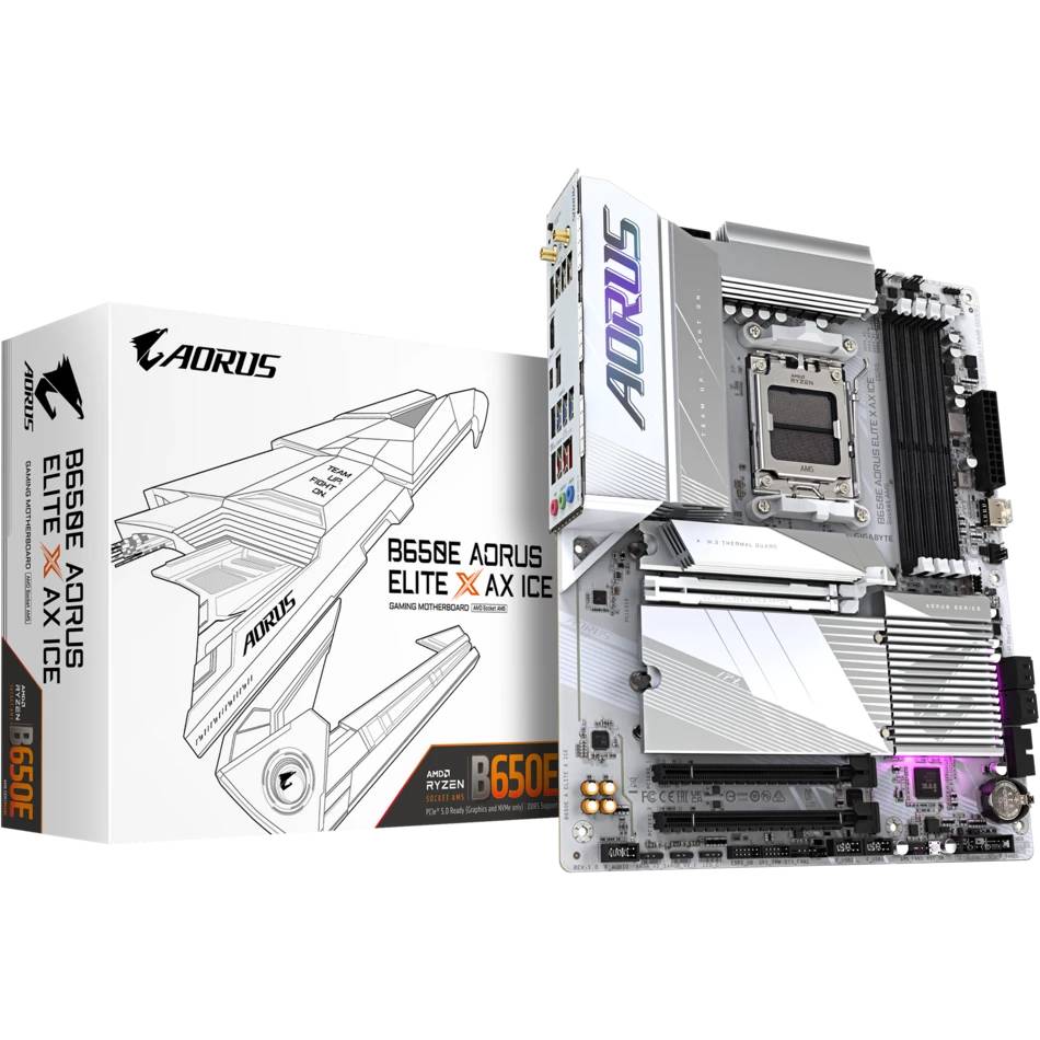 Материнская плата GigaByte B650E AORUS ELITE X AX ICE, AM5, (HDMI), 4xDDR V, ATX