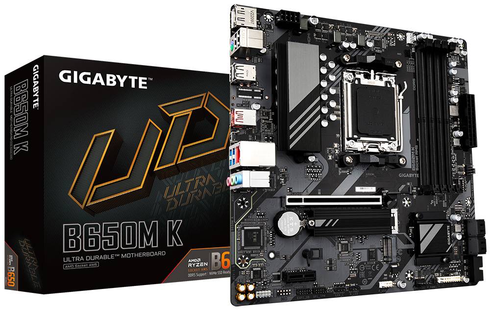 Материнская плата GigaByte B650M K, AM5, (HDMI, DP), 4xDDR V, mATX