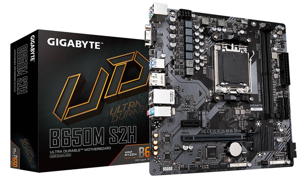 Материнская плата Gigabyte B650M S2H, AM5, (VGA, HDMI, DP), 2xDDR V, mATX