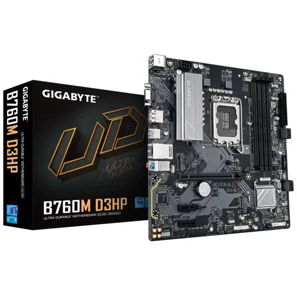 Материнская плата Gigabyte B760M D3HP, LGA1700, (HDMI, DP, VGA), 4xDDR V, mATX
