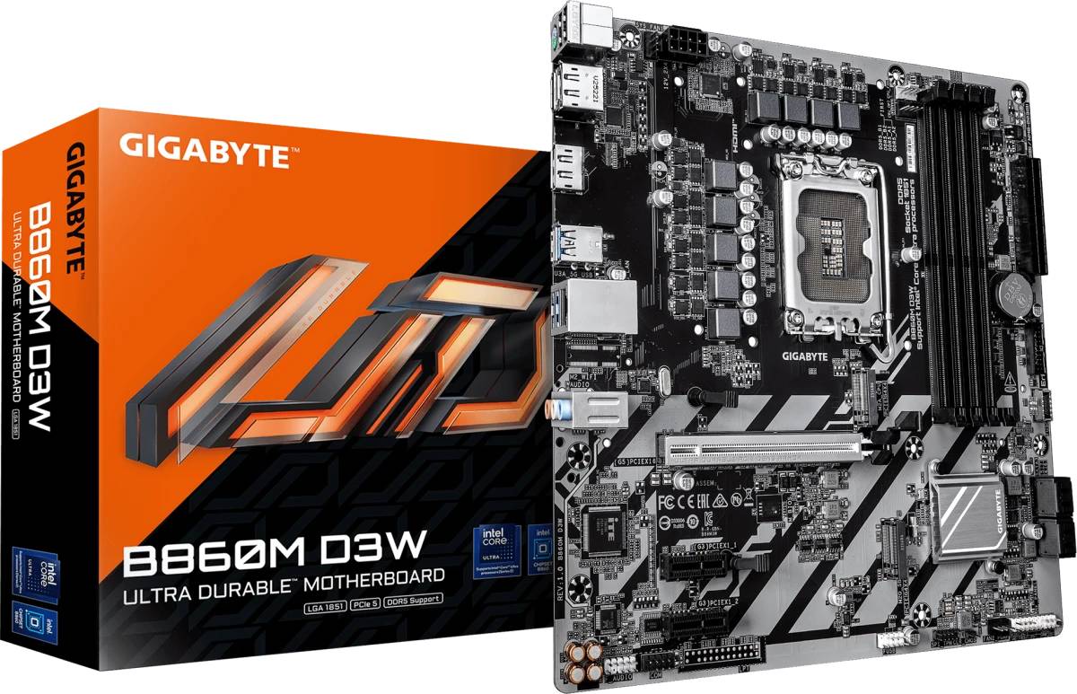 Материнская плата Gigabyte B860M D3W, LGA1851, (HDMI, 2xDP), 4xDDR V, mATX