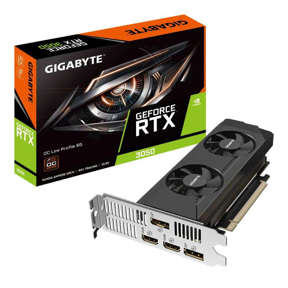Видеокарта GeForce RTX 3050, 6Gb GDDR6 96bit, Gigabyte GV-N3050OC-6GL, RTL