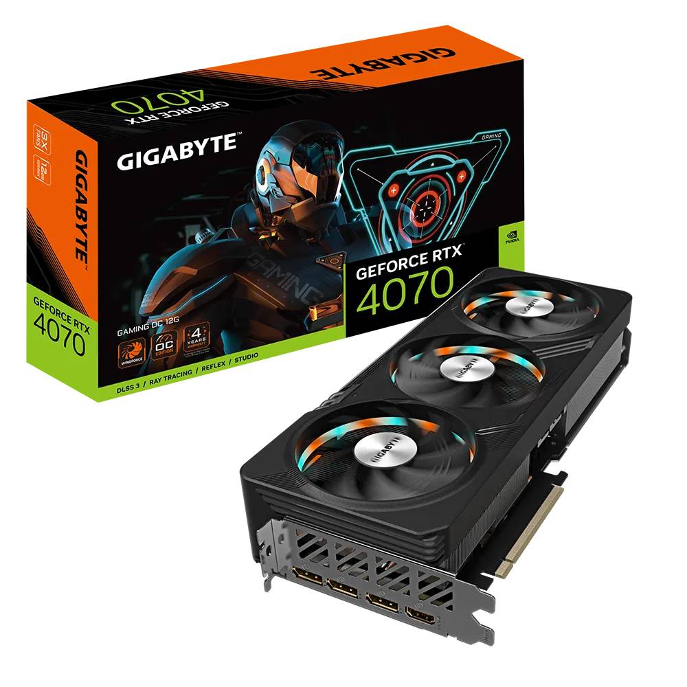 Видеокарта GeForce RTX 4070, 12Gb GDDR6X 192bit, Gigabyte GV-N4070GAMING OC-12GD, RTL