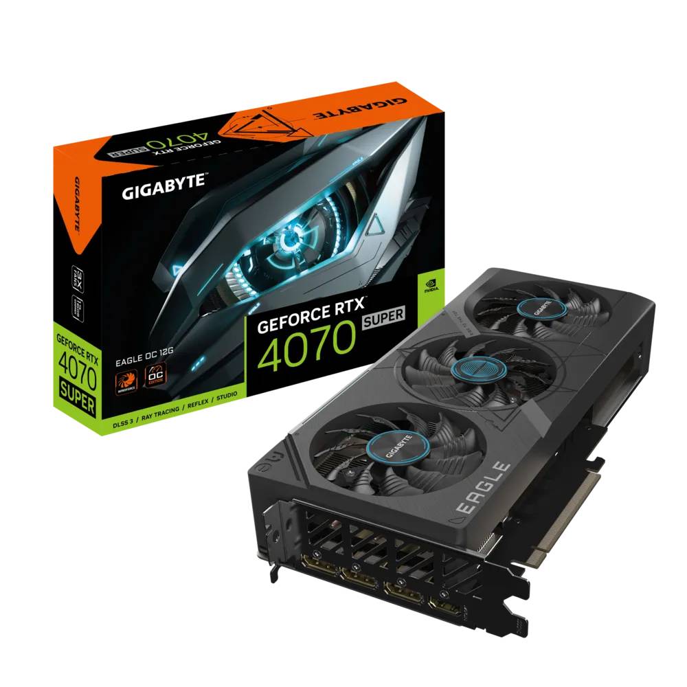 Видеокарта GeForce RTX 4070 Super, 12Gb GDDR6X 192bit, Gigabyte RTX 4070 Super EAGLE OC GV-N407SEAGLE OC-12GD, RTL