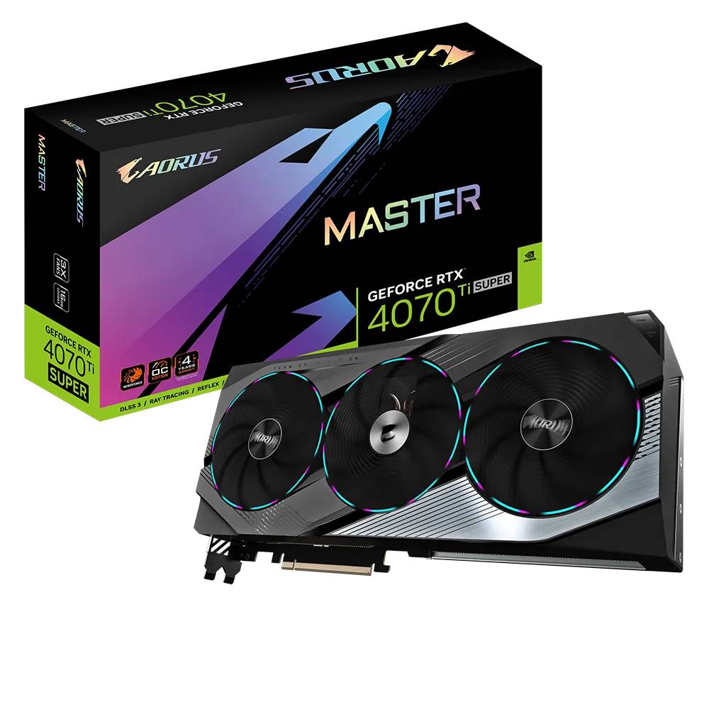 Видеокарта GeForce RTX 4070 Ti Super, 16Gb GDDR6X 256bit, Gigabyte RTX4070Ti SUPER MASTER 16G GV-N407TSAORUS M-16GD, RTL