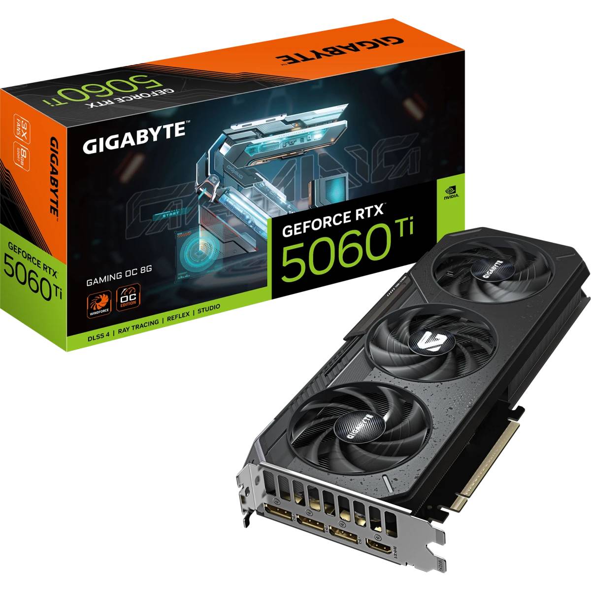 Видеокарта GeForce RTX 5060Ti, 8Gb GDDR7 128bit, Gigabyte RTX 5060 Ti GAMING OC 8G GV-N506TGAMING OC-8GD, RTL