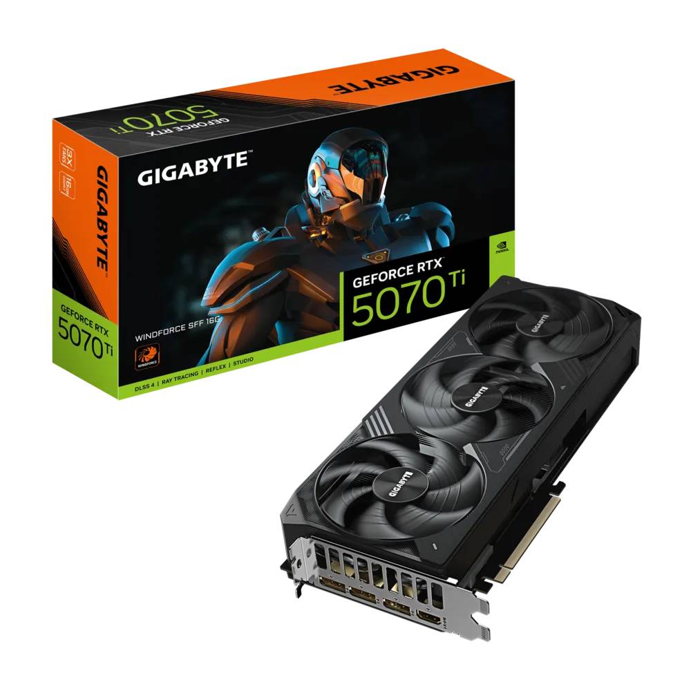 Видеокарта GeForce RTX 5070TI, 16Gb GDDR7 256bit, Gigabyte RTX 5070TI WINDFORCE SFF 16Gb GV-N507TWF3-16GD, RTL