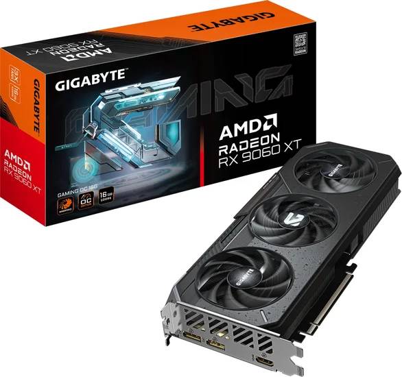 Видеокарта Radeon RX 9060 XT, 16Gb GDDR6 256bit, Gigabyte RX 9060 XT GAMING OC 16G GV-R9060XTGAMING OC-16GD, RTL