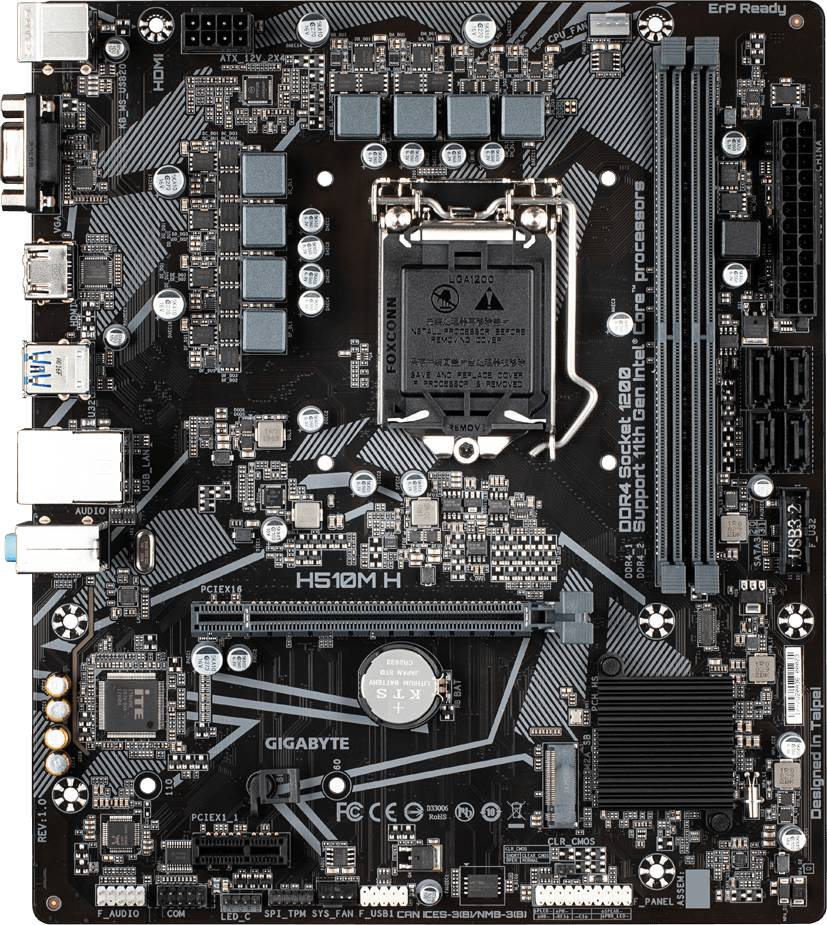 Материнская плата Gigabyte H510M H, LGA1200, (VGA, HDMI), 2xDDR IV, mATX