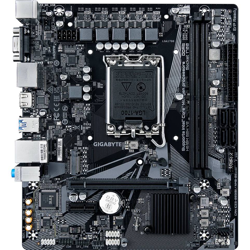 Материнская плата GigaByte H610M H V2, LGA1700, (VGA, HDMI), 2xDDR V, mATX (ТОЛЬКО В СОСТАВЕ ПЭВМ)