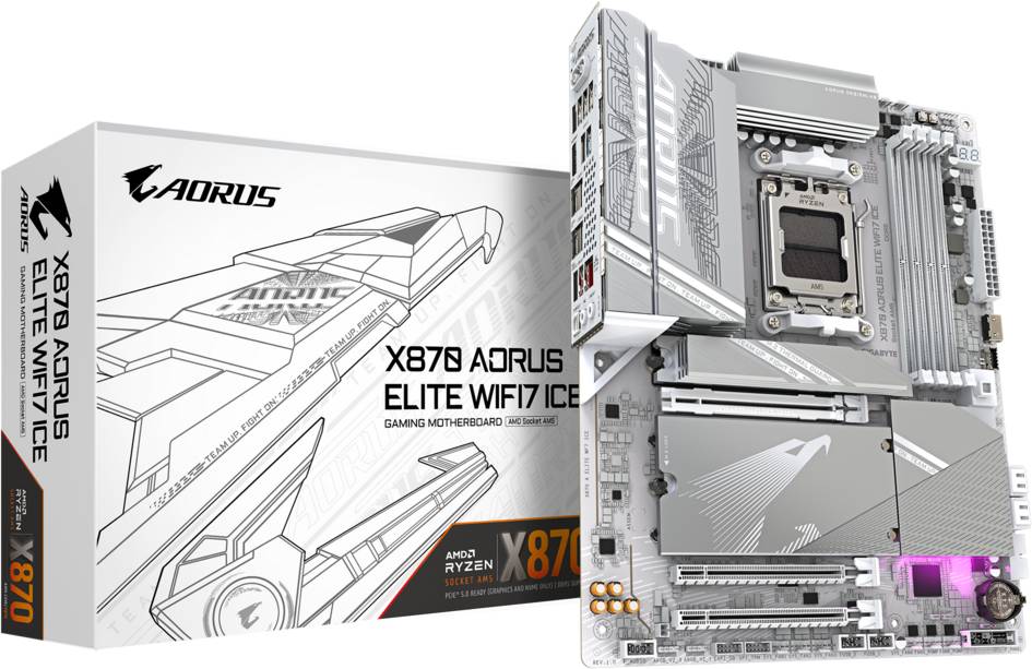 Материнская плата Gigabyte X870 AORUS ELITE WIFI7 ICE, AM5, (HDMI), 4xDDR V, ATX