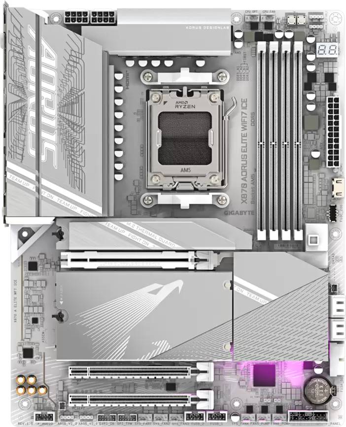 Материнская плата Gigabyte X870M AORUS ELITE WIFI7 ICE, AM5, (HDMI), 4xDDR V, mATX