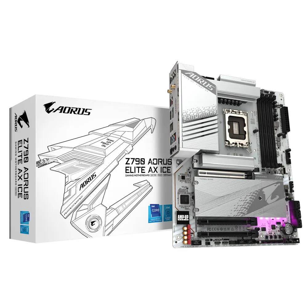 Материнская плата Gigabyte Z790 Aorus Elite AX ICE, LGA1700, (HDMI, DP), 4xDDR V, ATX
