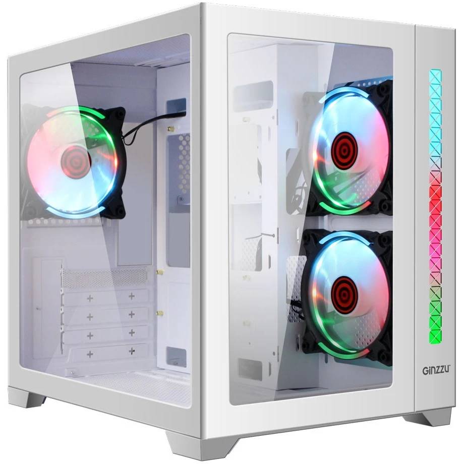 Корпус Ginzzu V450 RGB White, без БП, mATX
