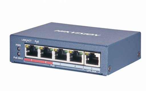 Коммутатор Hikvision DS-3E0505P-E, 5xLAN 1Gbps, PoE