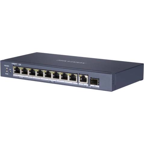 Коммутатор Hikvision DS-3E0510HP-E, 9xLAN 1Gbps, 1xSFP, 6xPoE+, 2xPoE++