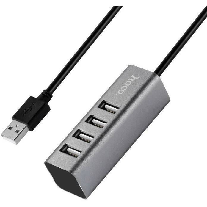 Разветвитель USB2.0 HOCO HB1, серый (6957531038139)
