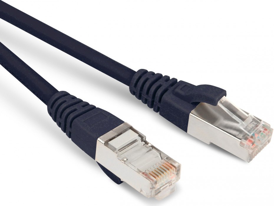 Патч-корд 1м, F/UTP cat.5e, Hyperline PC-LPM-STP-RJ45-RJ45-C5e-1M-LSZH-BK, черный