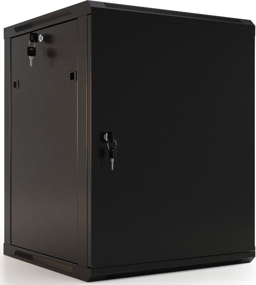 Шкаф коммутационный Hyperline (TWB-0945-SR-RAL9004) настенный 9U 600x450мм пер.дв.стал.лист 60кг черный 275мм 180град. 500мм IP20 сталь TWB-0945-SR-RAL9004