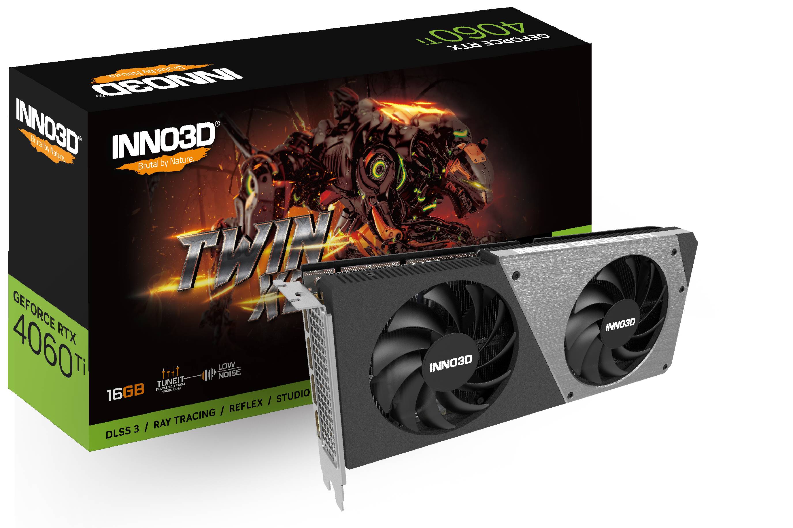 Видеокарта GeForce RTX 4060 Ti, 16Gb GDDR6 128bit, Inno3D Twin X2 N406T2-16D6-178055N, RTL