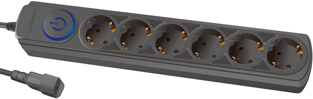 Сетевой фильтр 1.8м 6 розеток Ippon BK-6-UPS-1.8-10-B черный, UPS