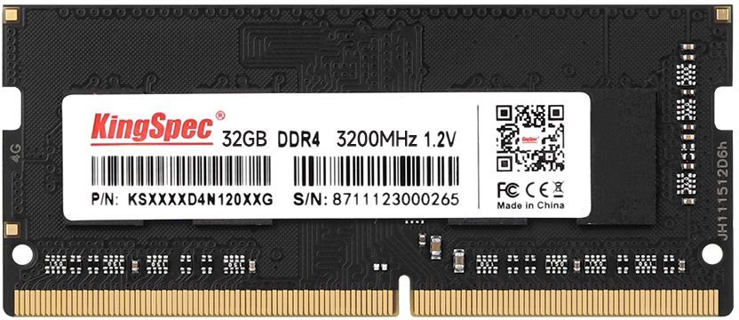 Оперативная память для ноутбука 32Gb KingSpec KS3200D4N12032G, SODIMM DDR IV, PC-25600, 3200MHz
