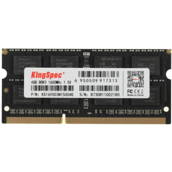 Оперативная память для ноутбука 4Gb KingSpec KS1600D3N15004G, SODIMM DDR III, PC-12800, 1600MHz