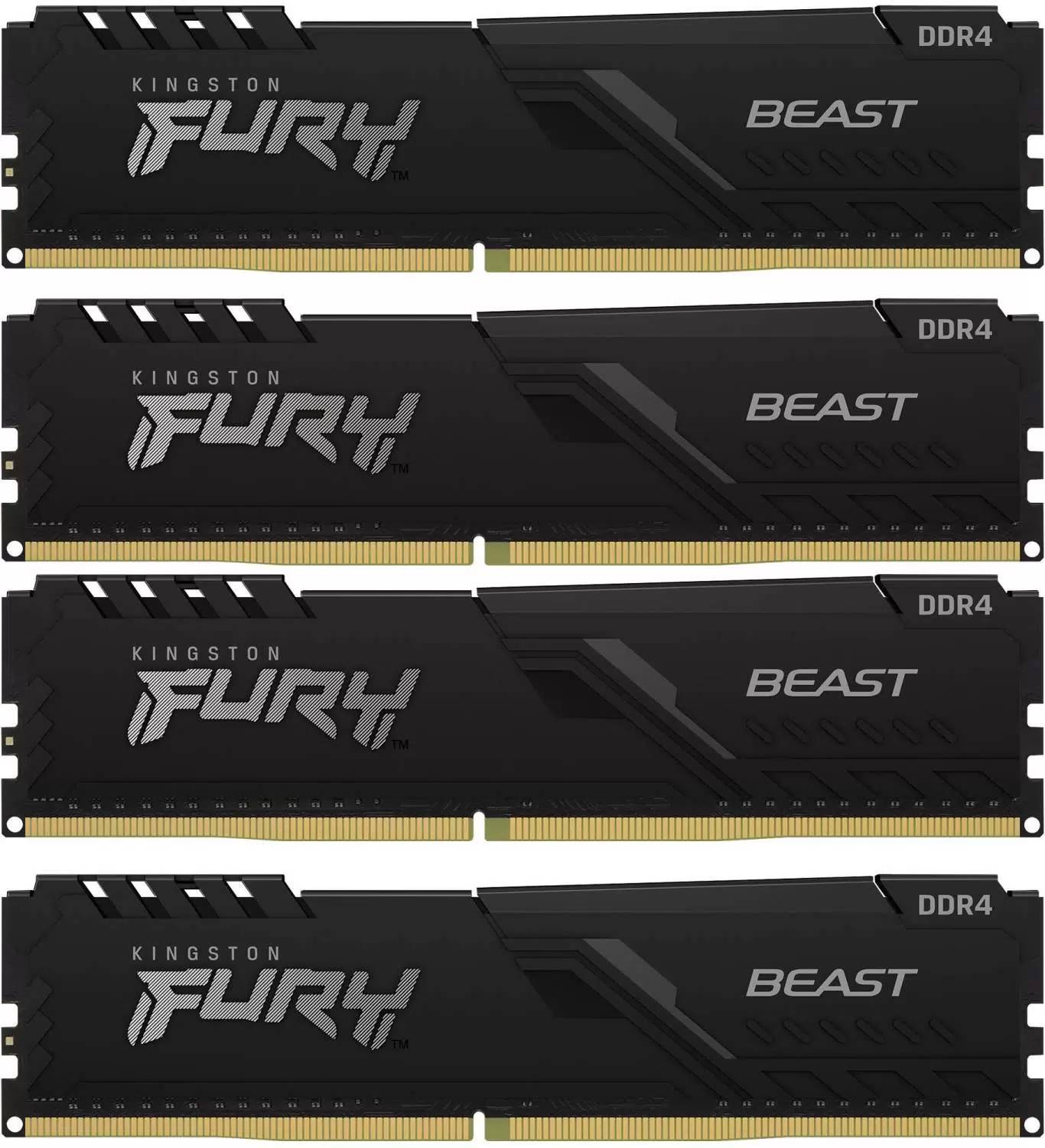 Оперативная память 16Gb Kingston FURY Beast Black KF426C16BBK4/16, DDR IV, PC-21300, 2666MHz, kit 4x4Gb