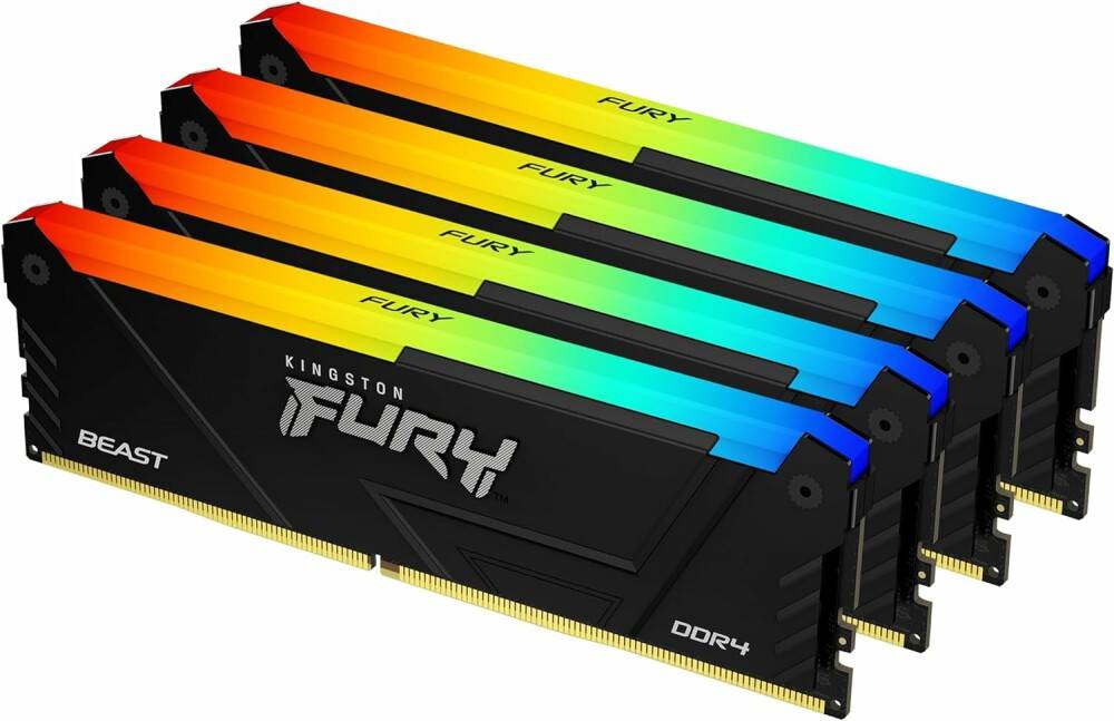Оперативная память 32Gb Kingston FURY Beast Black RGB KF436C17BB2AK4/32, DDR IV, PC-28800, 3600MHz, kit 4x8Gb