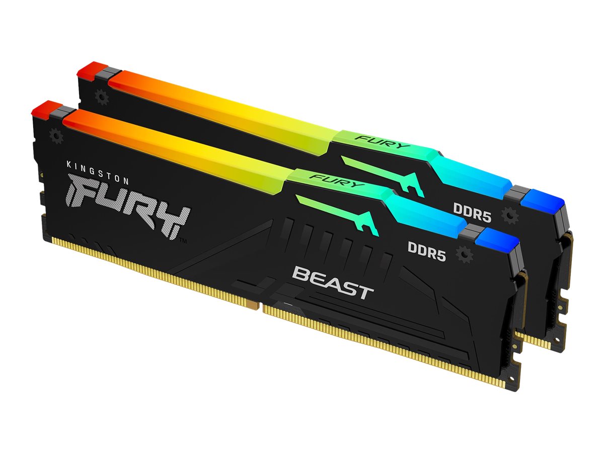 Оперативная память 32Gb Kingston FURY Beast Black RGB KF552C36BBEAK2-32, DDR V, PC-41600, 5200MHz, kit 2x16Gb