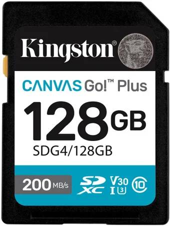 Карта памяти 128Gb Kingston Canvas Go! Plus SDG4/128GB, SD, SDXC Class 10, UHS-I U3