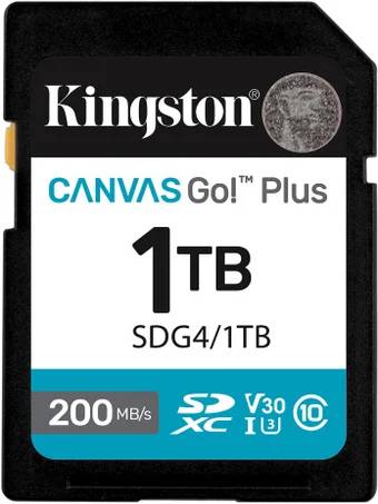 Карта памяти 1Tb Kingston Canvas Go! Plus SDG4/1TB, SD, SDXC Class 10, UHS-I U3