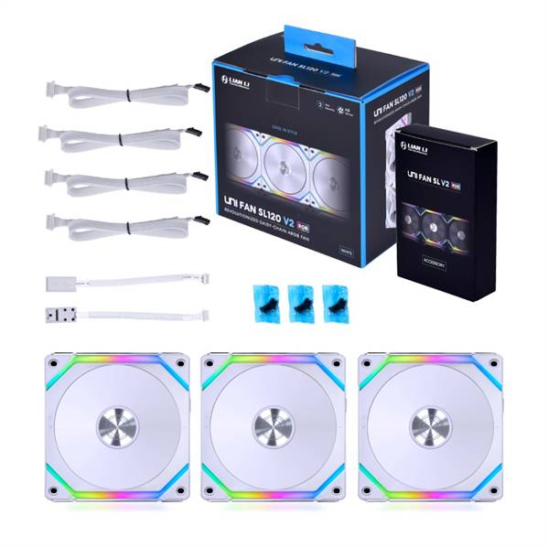 Вентилятор 12x12см Lian Li SL 120 V2 White G99.12SLV23W.00, 3шт + Controller