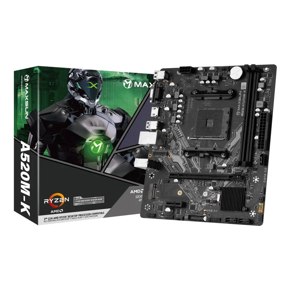 Материнская плата Maxsun MS-Challenger A520M-K, AM4, (VGA, HDMI), 2xDDR IV, mATX