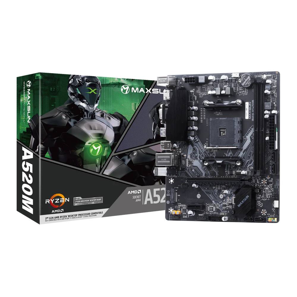 Материнская плата Maxsun MS-Challenger A520M, AM4, (VGA, HDMI), 2xDDR IV, mATX
