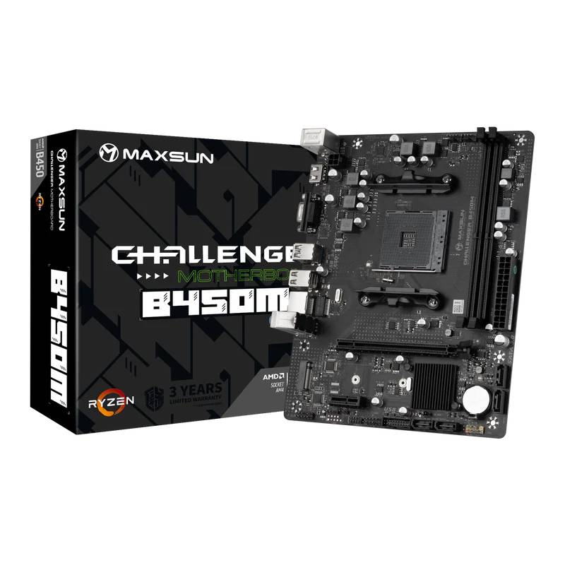 Материнская плата Maxsun MS-Challenger B450M, AM4, (VGA, HDMI), 2xDDR IV, mATX