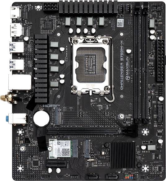 Материнская плата Maxsun MS-Challenger B760M-H WIFI, LGA1700, (HDMI, DP), 2xDDR IV, mATX
