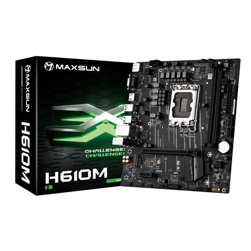 Материнская плата Maxsun MS-Challenger H610M, LGA1700, (VGA, HDMI, DP), 2xDDR IV, mATX